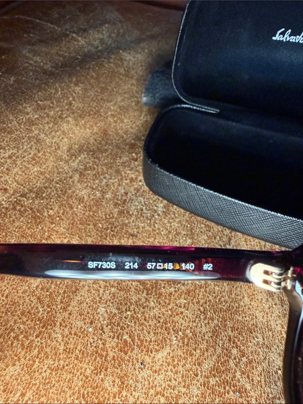 Salvatore Ferragamo Black and Brown Sunglasses with Branded Case